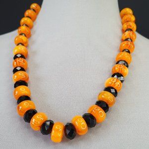 Tangerine Kenyan Amber resin necklace
